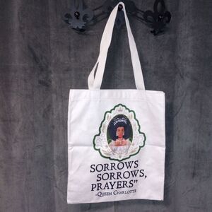 Queen Charlotte "Sorrows Sorrows, Prayers" Tote Bag 14x16 in NWOT